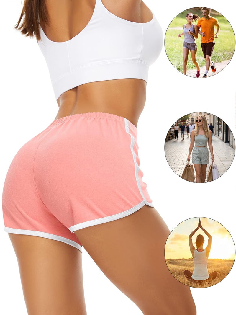 URATOT Women's Cotton Shorts Gym Shorts Yoga Shorts Summer Running Active Shorts Dance, Pack of 2 Pink, Mint - Image 5